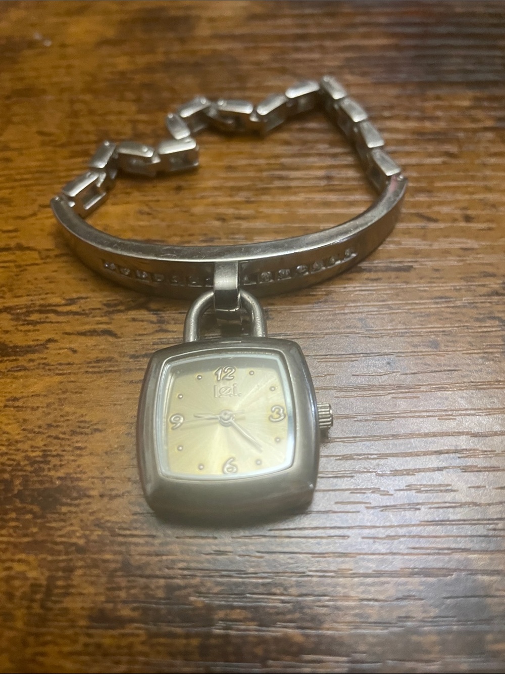 lei Silver-Tone Bracelet Watch with Champagne Dial Accent